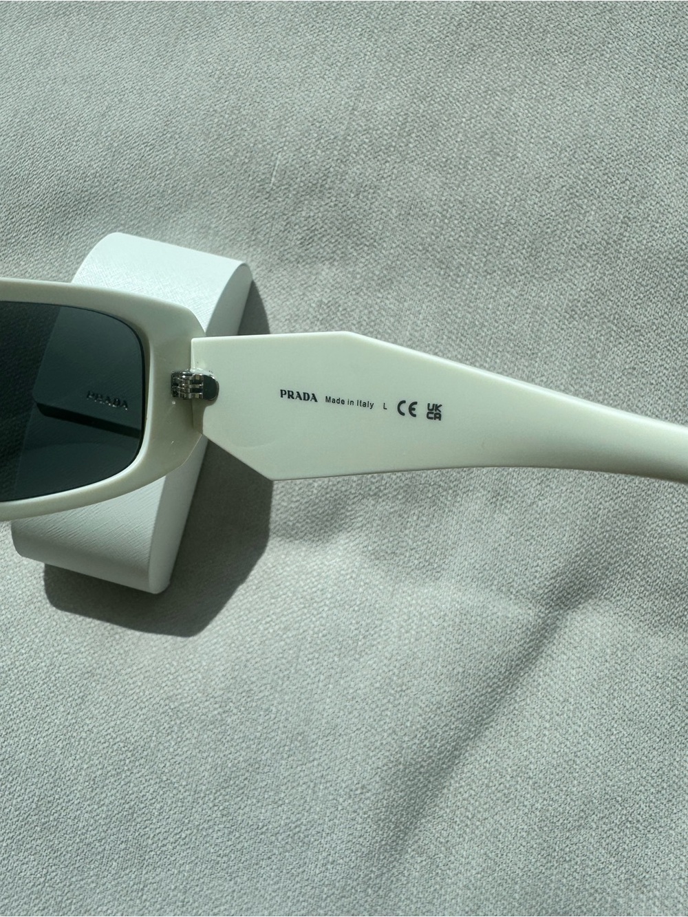 White Retro Prada Rectangle Sunglasses - Picture 5 of 6
